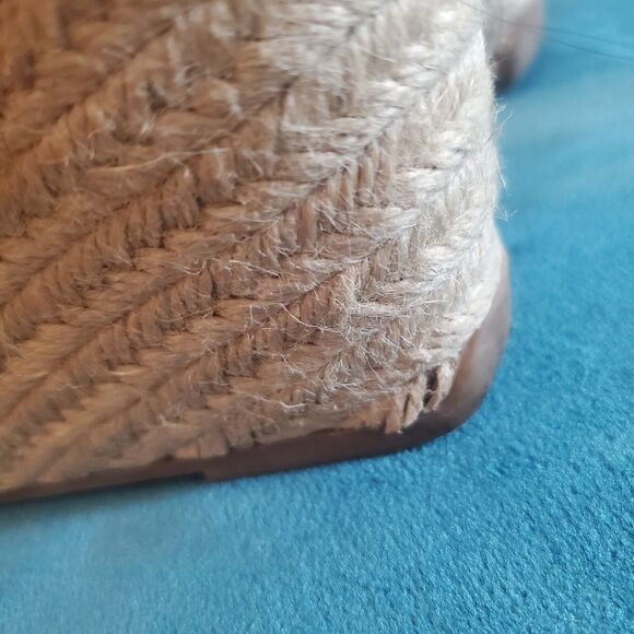 Kenneth Cole Reaction Card Wedge Sandal Womens Size 6.5 Black T-Strap Espadrille - Picture 7 of 11